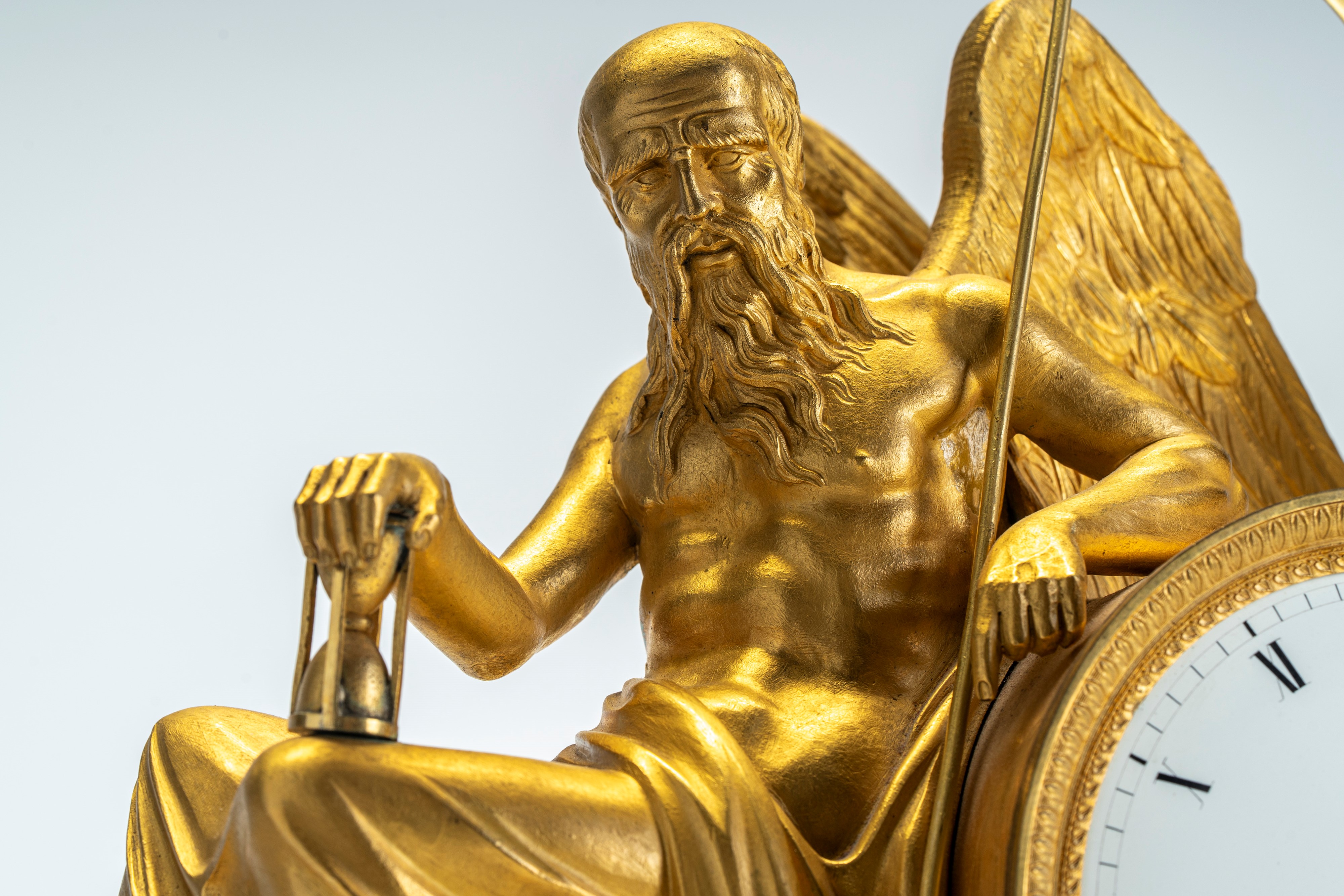 Pendola “L’Amour faisant passer le Temps” in bronzo dorato, da un modello di Louis-Simon Boizot (...