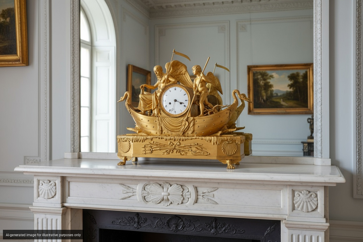 Pendola “L’Amour faisant passer le Temps” in bronzo dorato, da un modello di Louis-Simon Boizot (...