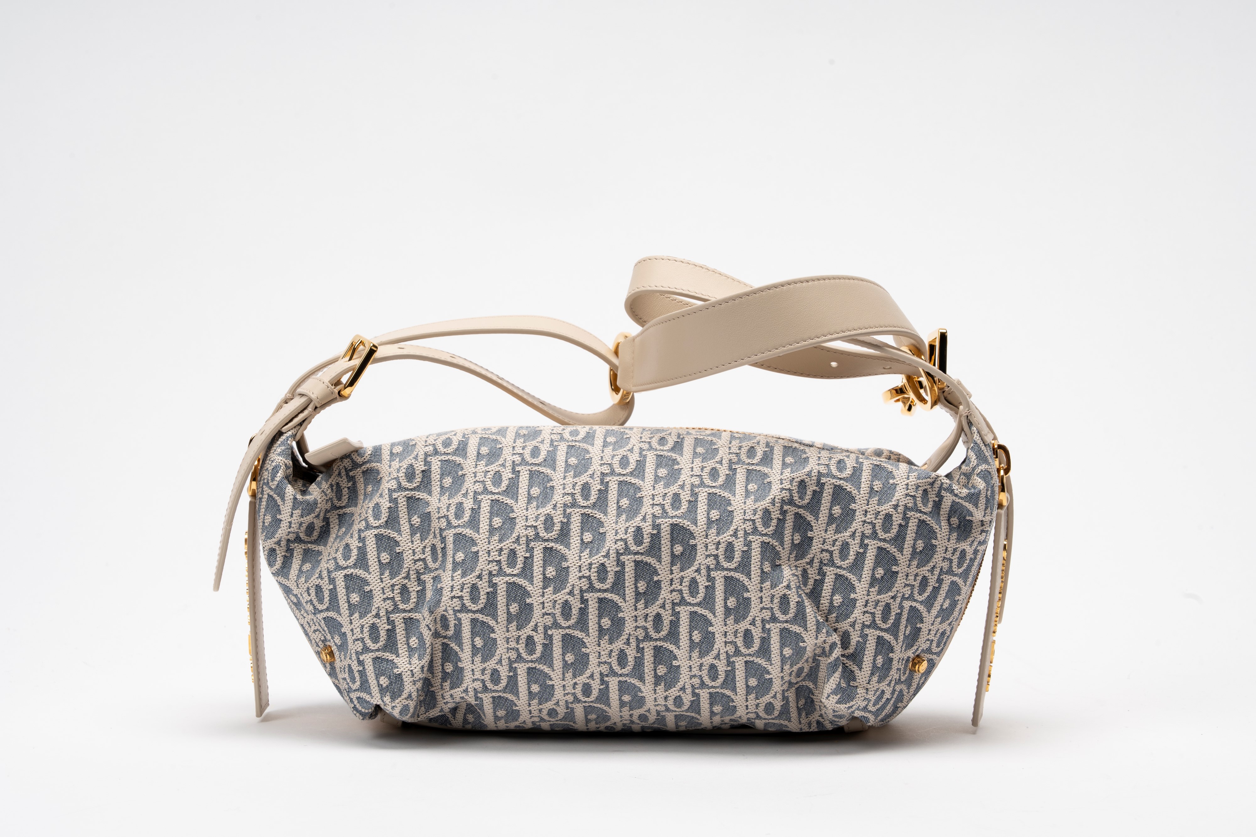 Christian Dior - Borsa D-Journey in tela Chambray e pelle