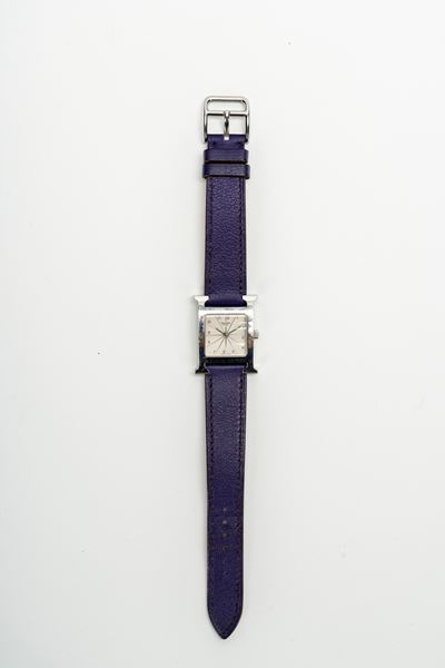 Orologio da polso Heure H, acciaio e cinturino in pelle viola, 2012