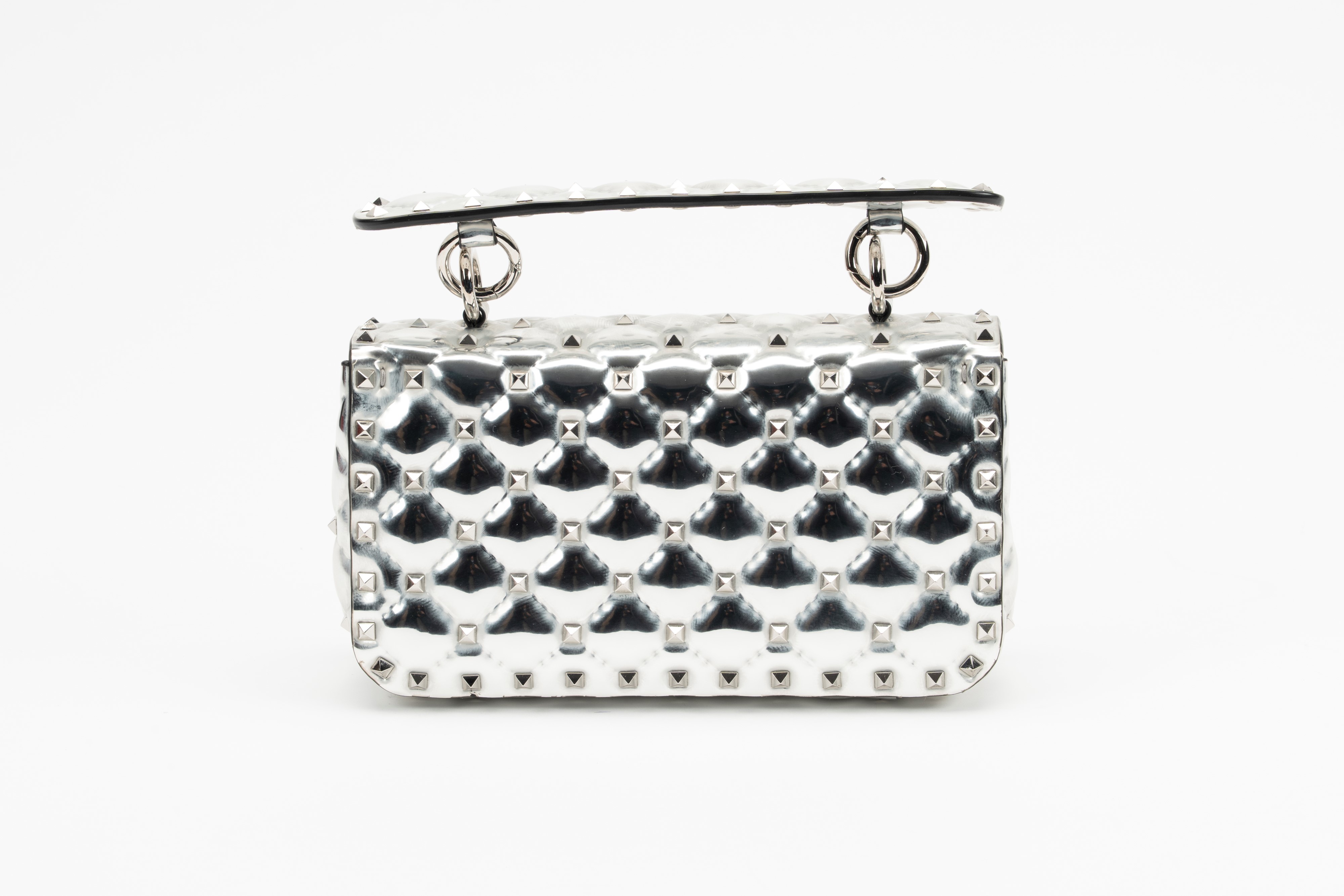 Valentino Garavani - Borsa Rockstud in vernice color argento