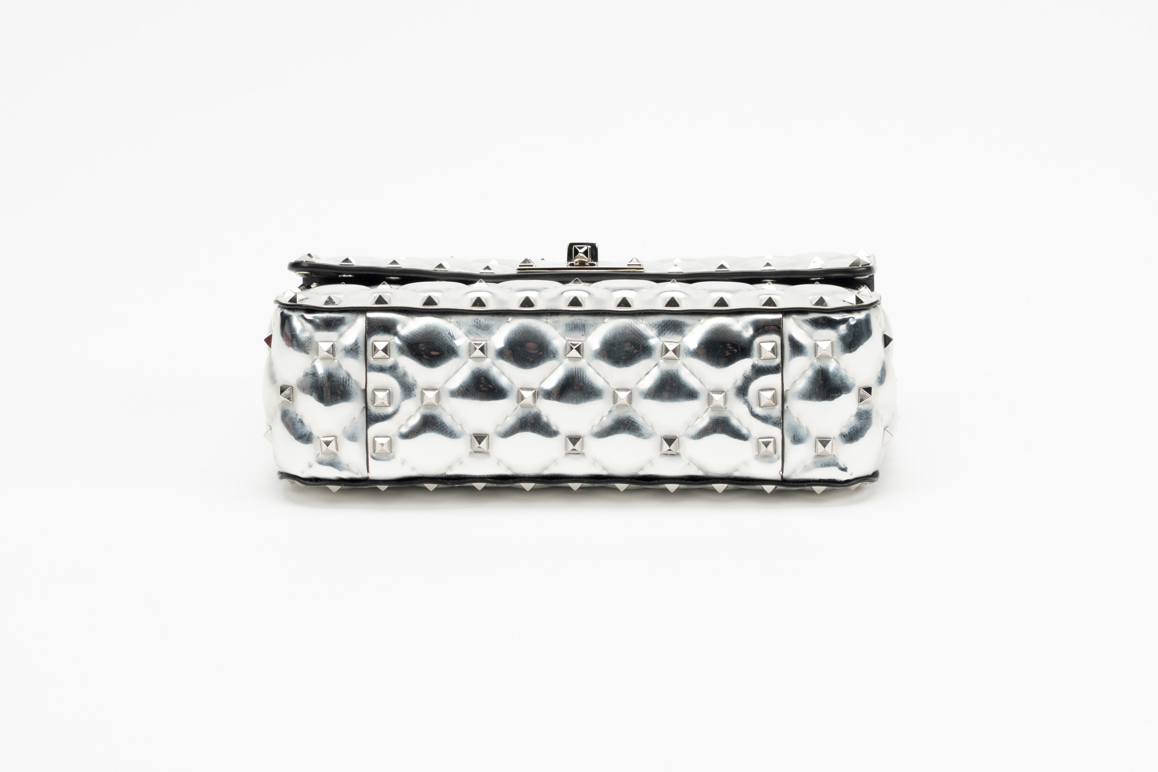 Valentino Garavani - Borsa Rockstud in vernice color argento