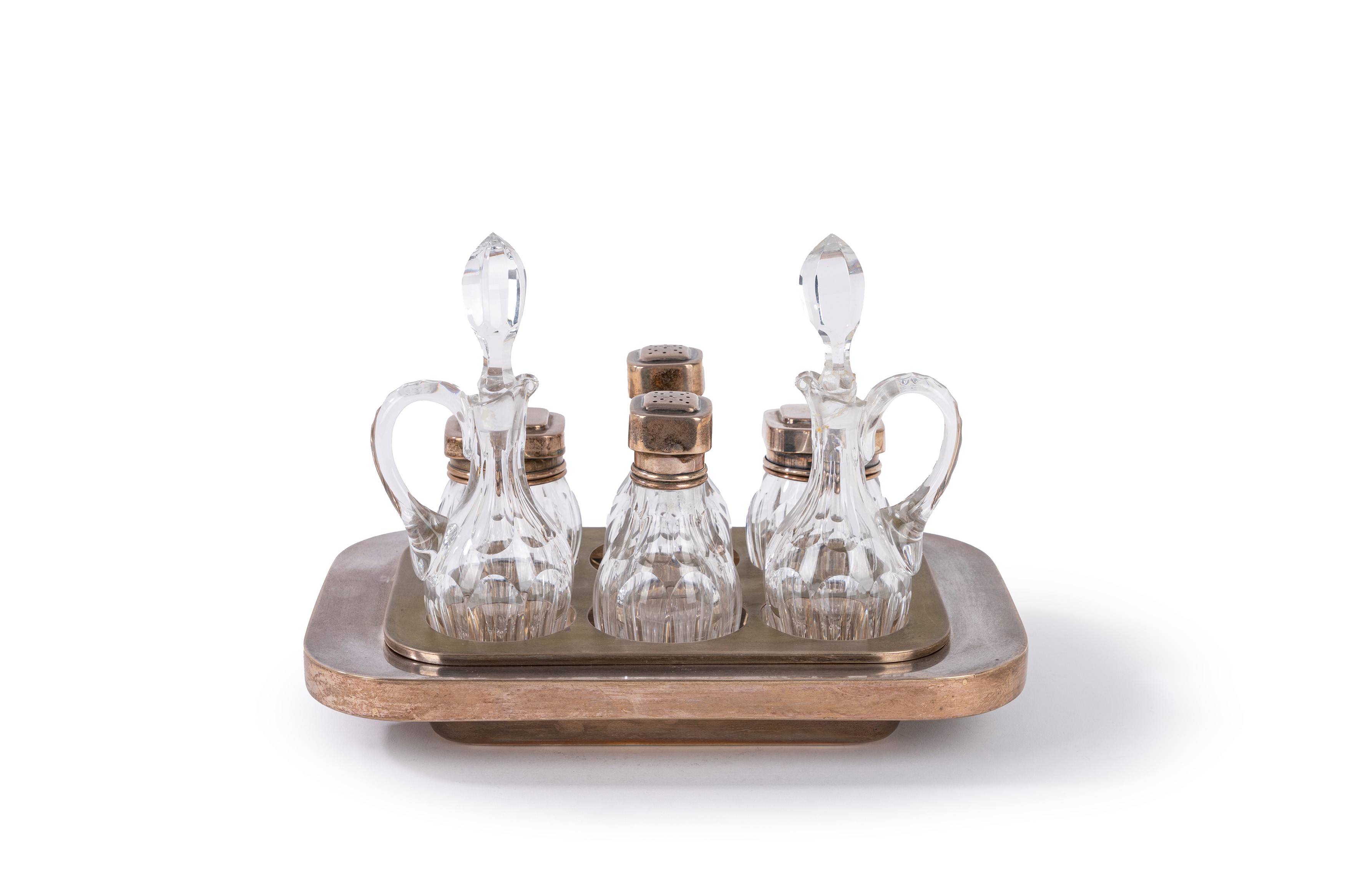 Cruet, set in argento e cristallo