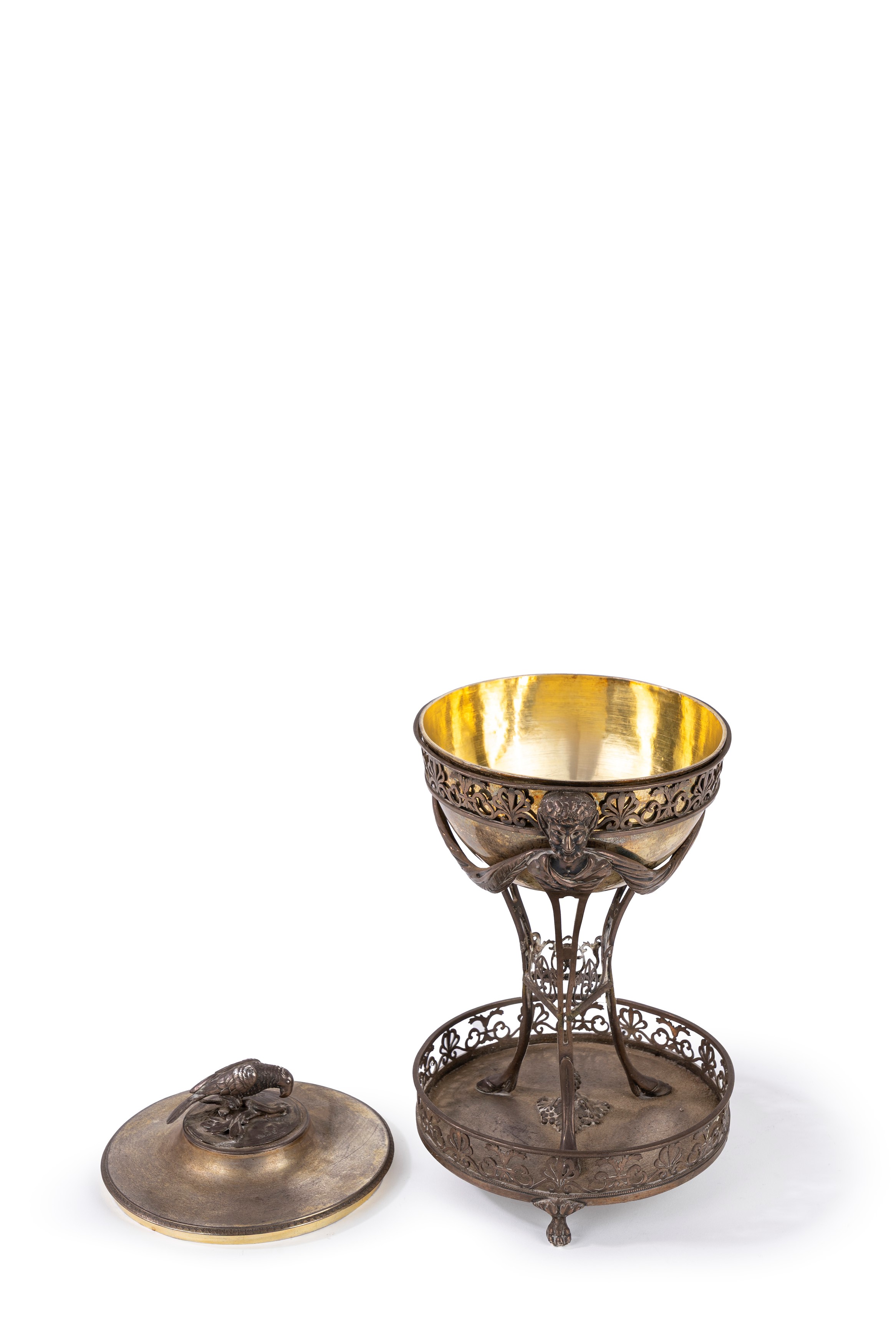 Coppa Impero, argento, Parigi 1798-1809, con mascheroni e scultura di pappagallo
