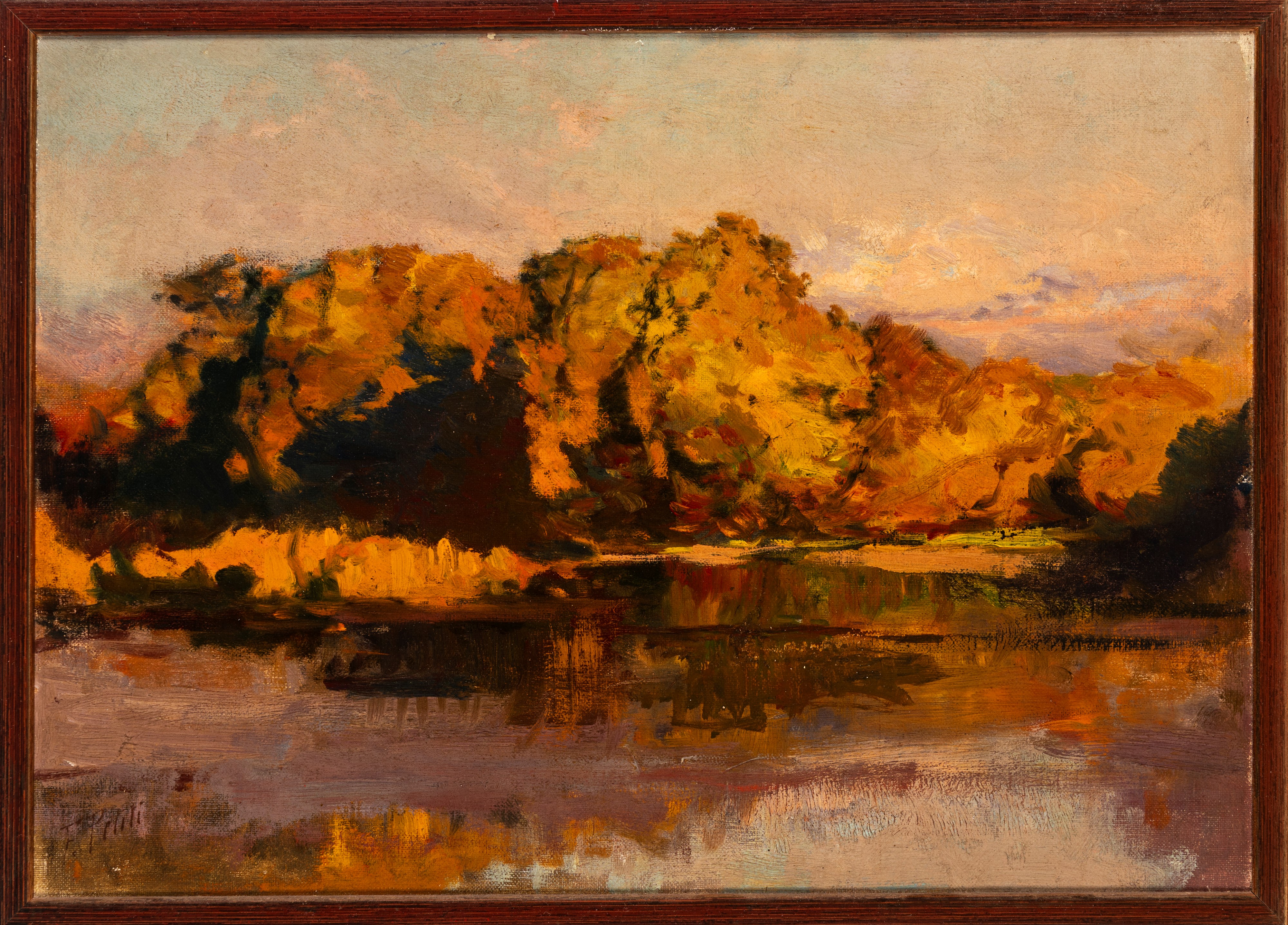 Filiberto Petiti - Lago d’autunno, olio su tela