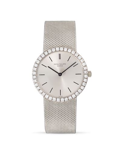 Orologio da polso in oro bianco 18k con diamanti, anni '60
