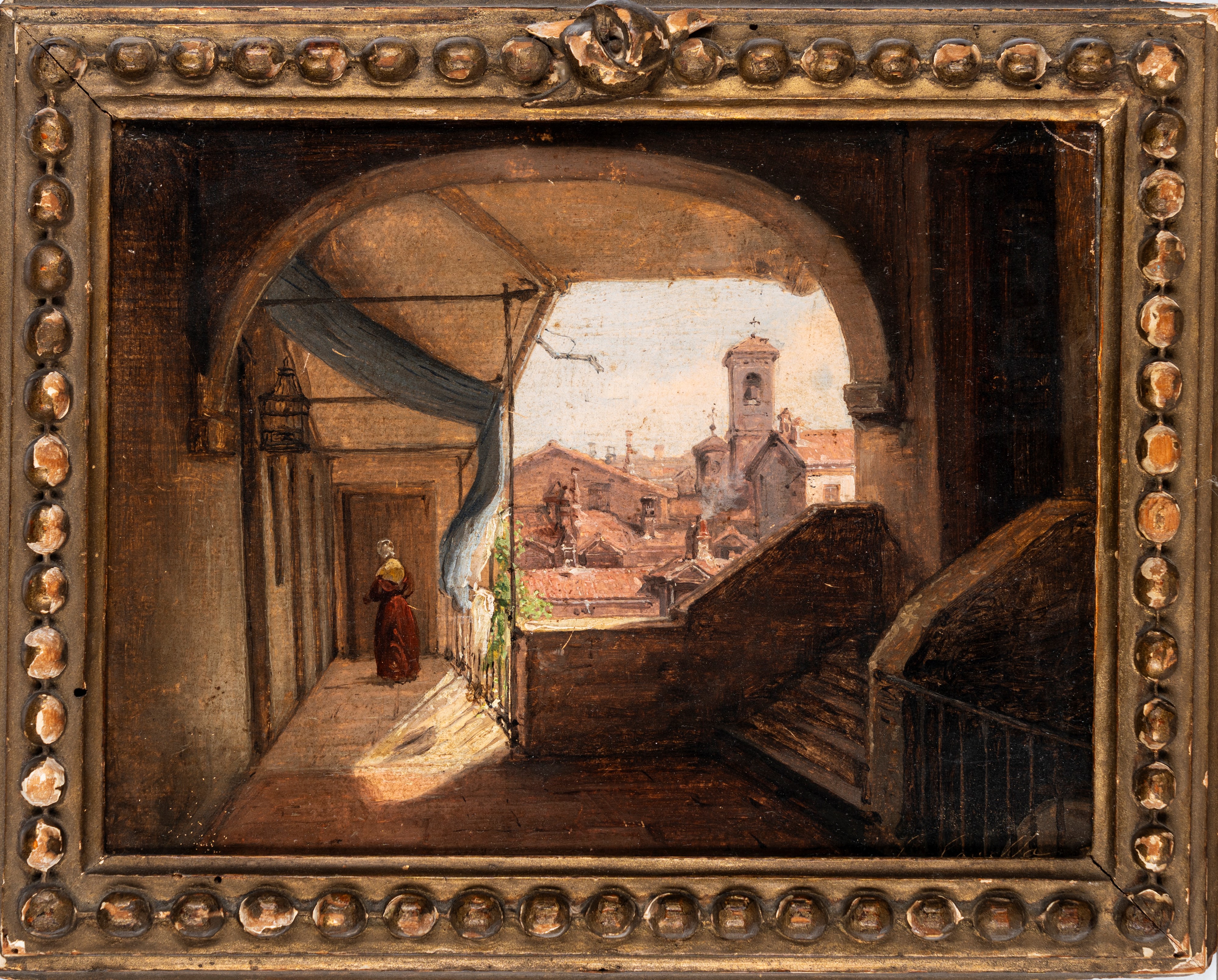 Giuseppe Canella - Scorcio con Figura Femminile