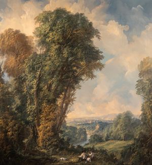 Paesaggio fluviale con figure