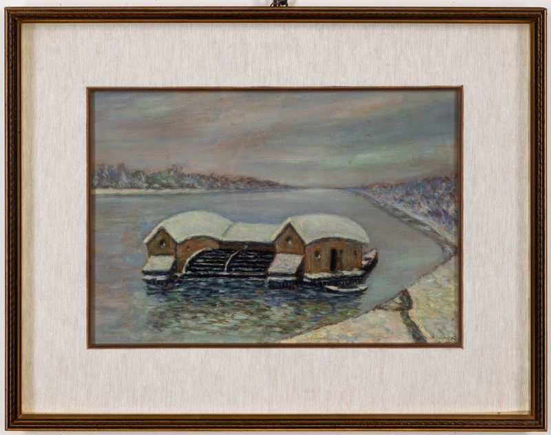 Mulino sul Pò con la neve