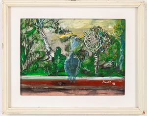 Paesaggio con verse e uccelli