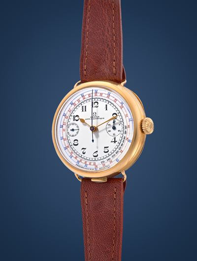 Cronografo KOT741, anni '20, oro 18k, movimento a carica manuale