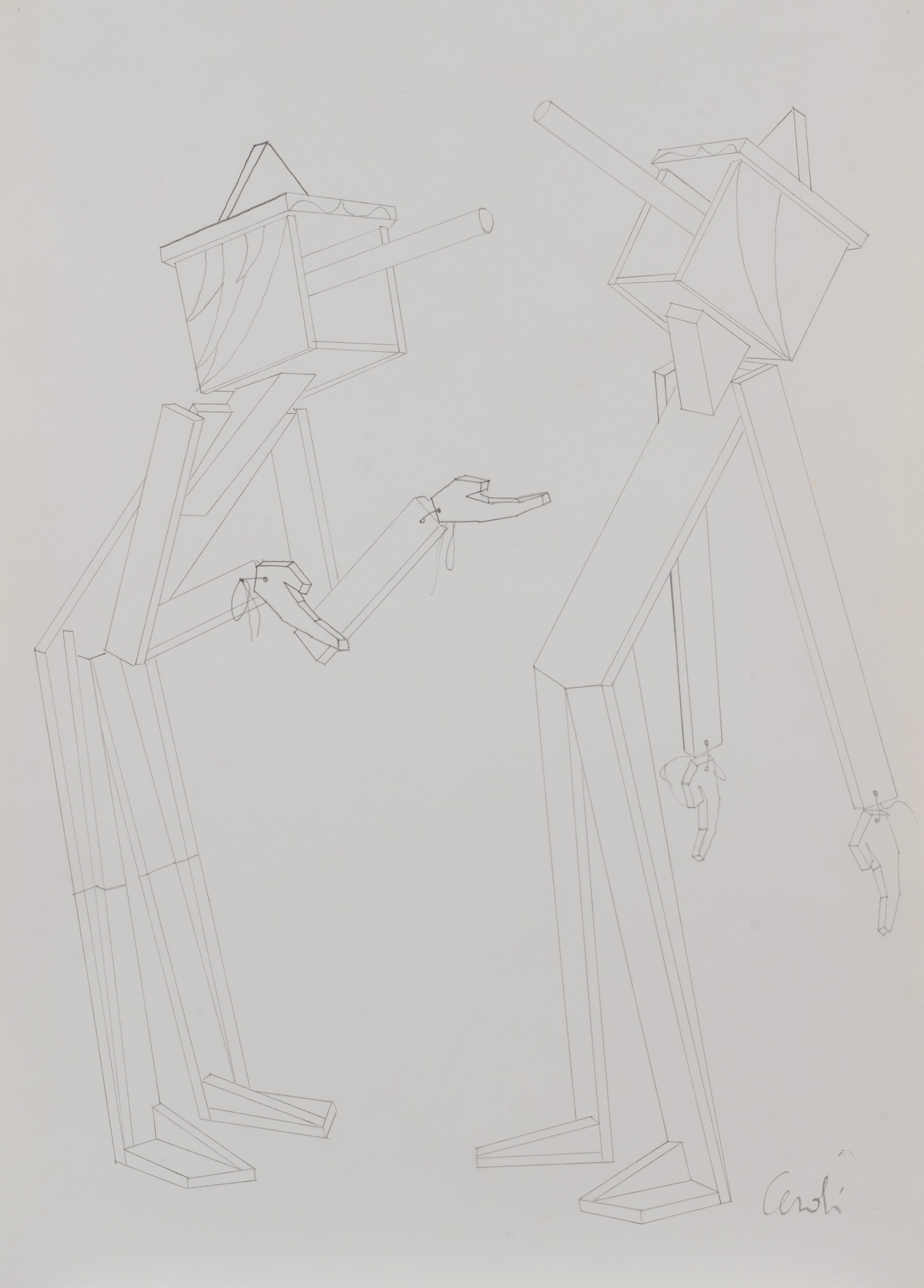 Mario Ceroli - Tre disegni di Pinocchio