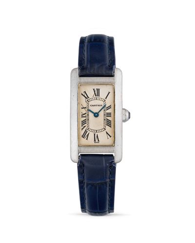 Tank Americaine, orologio in oro bianco 18k con quadrante color crema