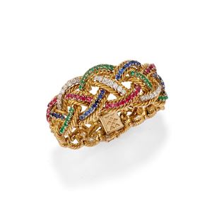 Bracelet with colored stones and diamonds