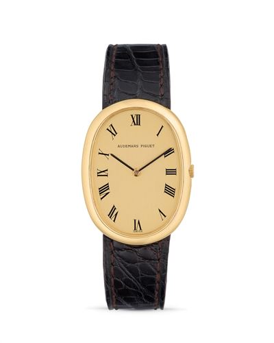 Orologio ellittico in oro 18k, anni '70