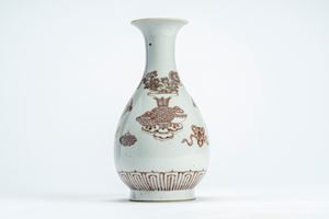 Iron-red decorated porcelain bottle vase, China, 20th century