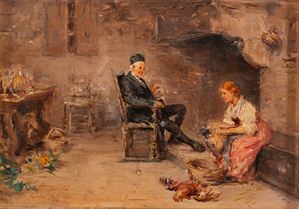 Interior with a parish priest (sketch)
