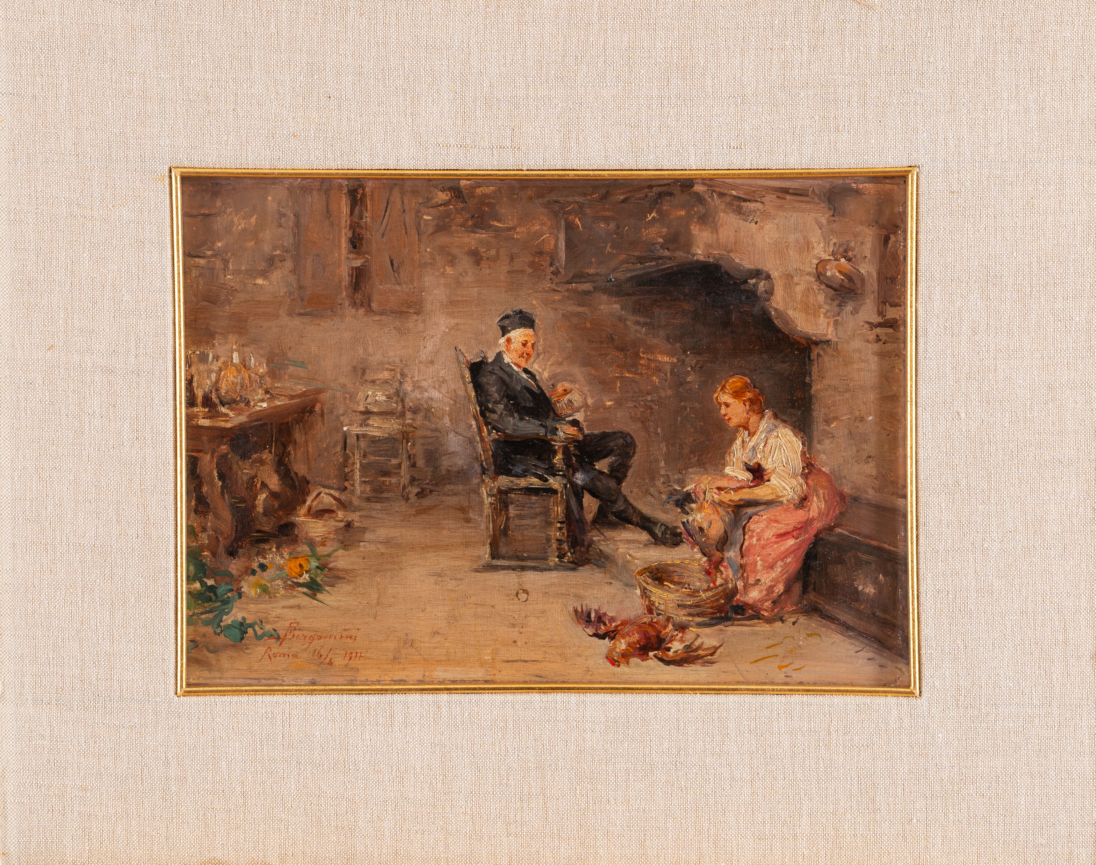 Francesco Bergamini - Interno con Pievano (bozzetto)