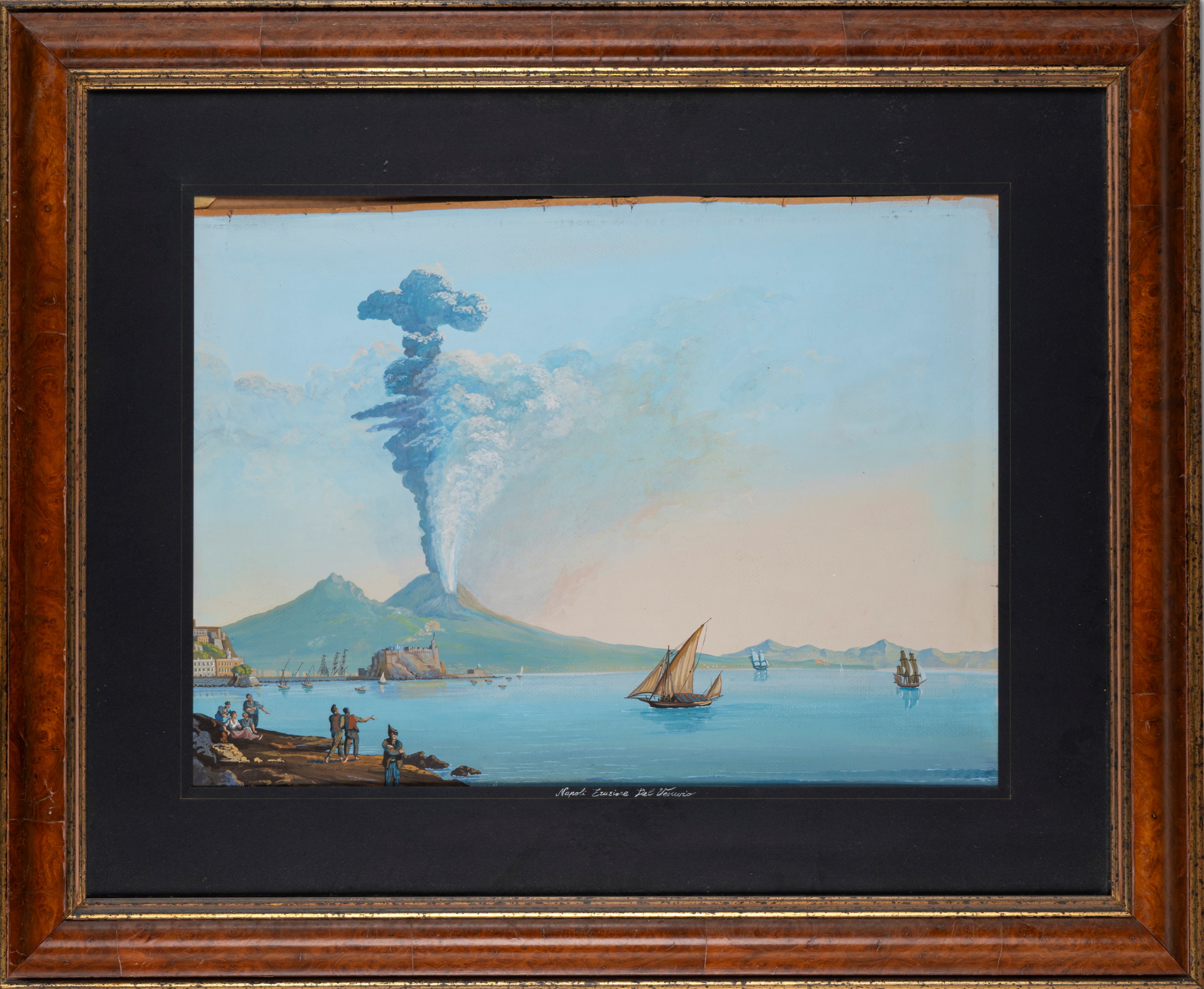 Coppia di gouaches con vedute napoletane