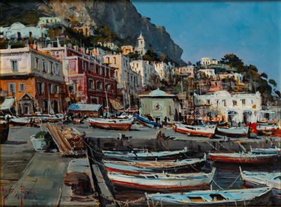 Il Borgo di Capri - olio su masonite