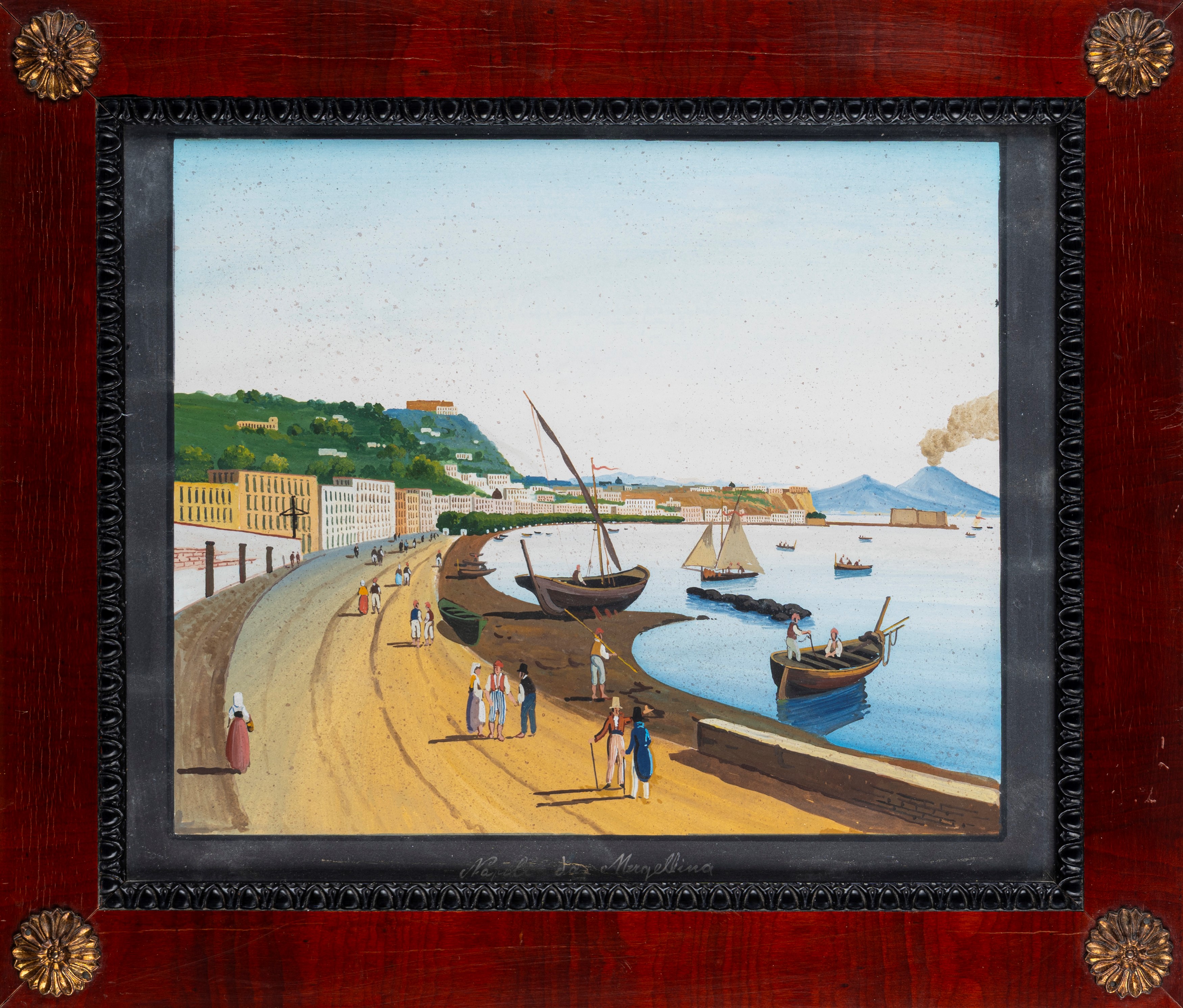 Scuola Napoletana del XX Secolo - Lotto di tre gouaches con vedute napoletane