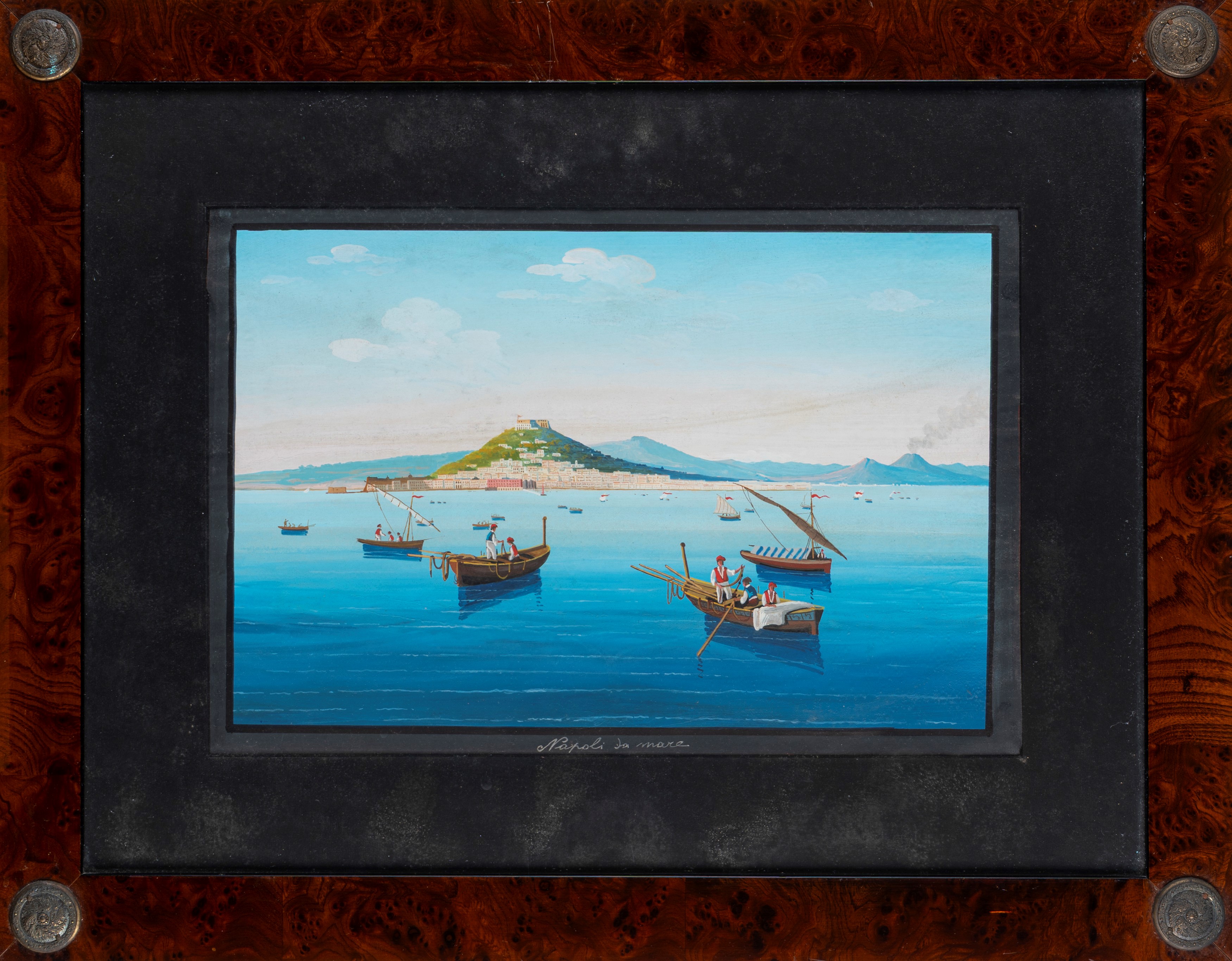 Scuola Napoletana del XX Secolo - Lotto di tre gouaches con vedute napoletane
