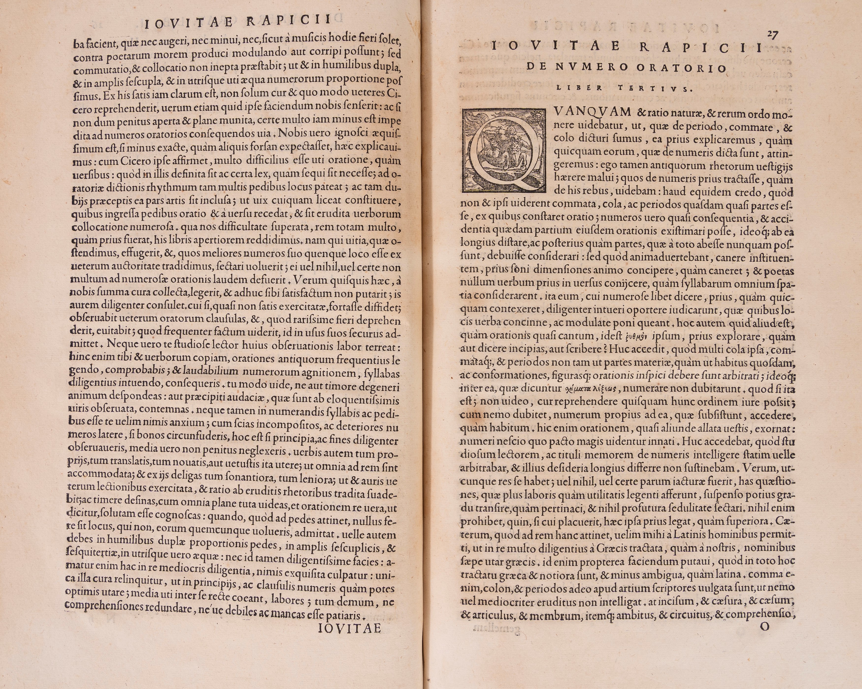 Giovita Ravizza - Iouitae Rapicij Brixiani De numero oratorio libri quinque, Venezia 1554