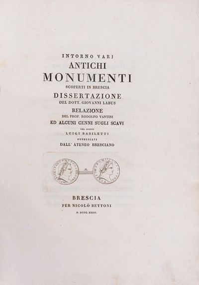Intorno varj antichi monumenti scoperti in Brescia, 1823