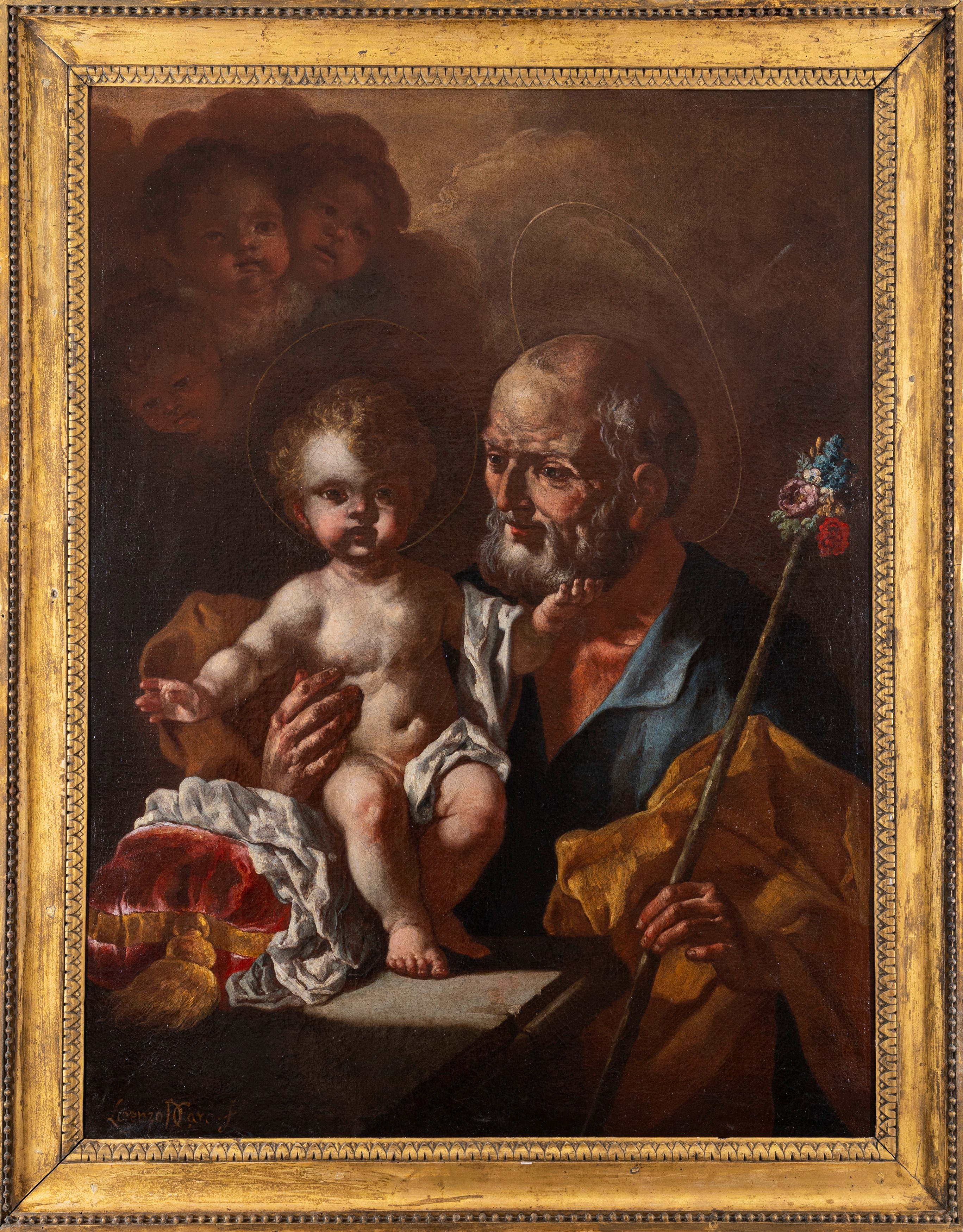 Lorenzo De Caro - San Giuseppe con Gesù Bambino, olio su tela