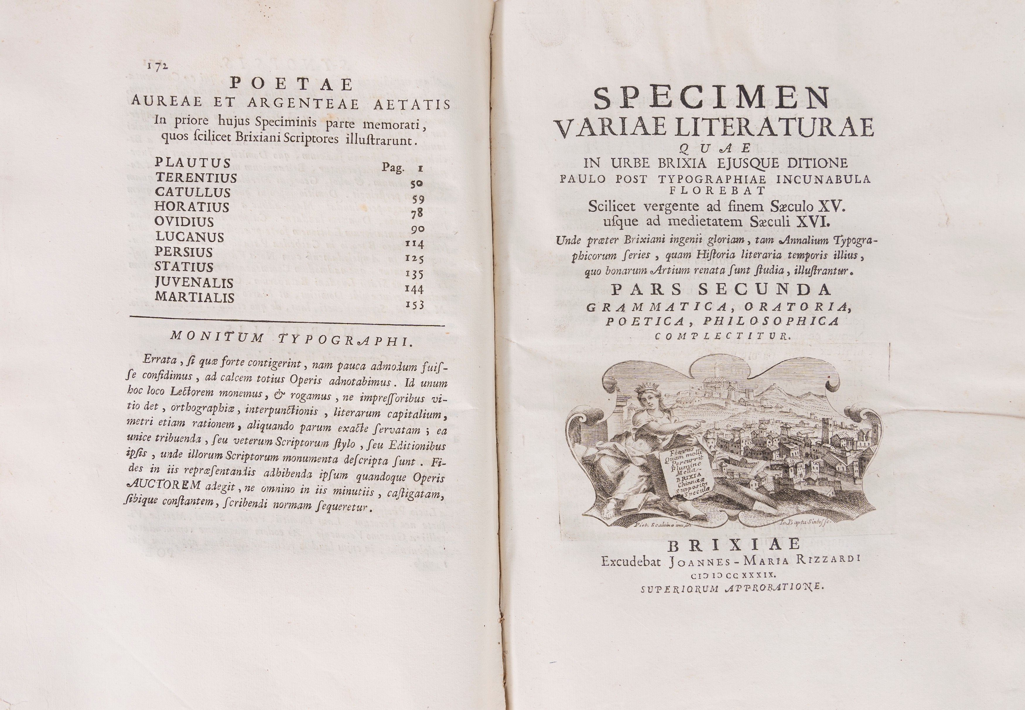 Angelo Maria Quirini - Specimen variae literaturae quae in urbe Brixia ejusque ditione Paulo post...