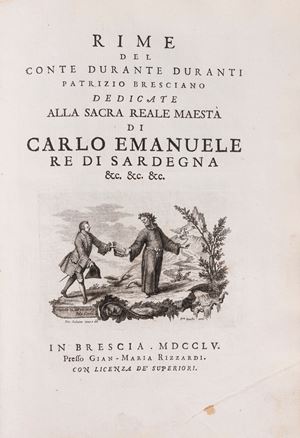 Rime del Conte Durante Duranti Patrizio Bresciano dedicate alla Sacra Reale Maestà di Carlo Emanuele Re di Sardegna