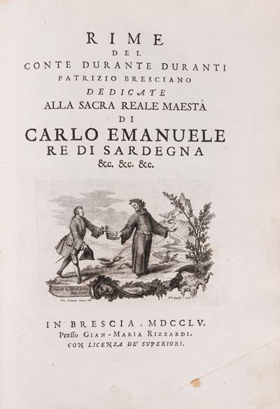 Rime del Conte Durante Duranti Patrizio Bresciano dedicate alla Sacra Reale Maestà di Carlo Emanu...