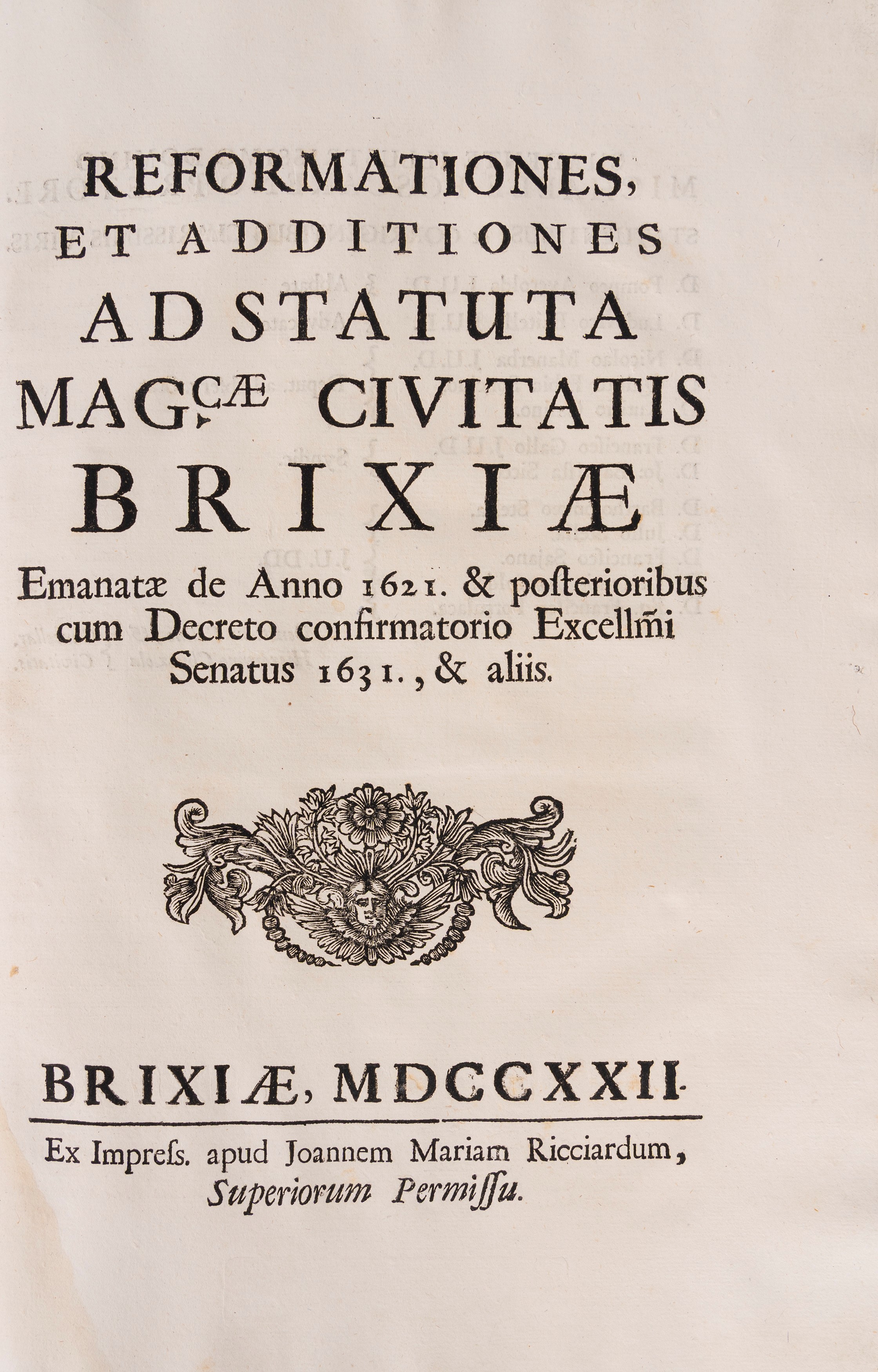 Rizzardi, Statuta magnificae civitatis Brixiae cum reformatione novissima anni MDCXXI