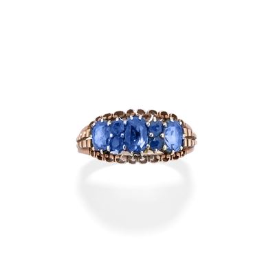 Anello con zaffiri, oro rosso 9k, anni '30