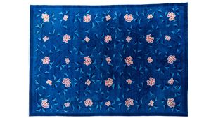 Art Deco carpet with blue ground and floral motifs. China, circa 1940