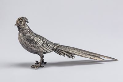 Figura di fagiano, in argento