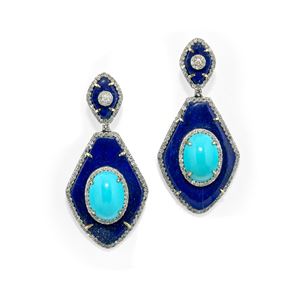 Turquoise and lapis lazuli pendant earrings 
