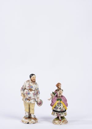Due statuine in porcellana Capodimonte, secolo XIX