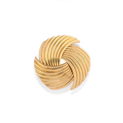 Spilla in oro giallo 14k a girandola con motivo costolato