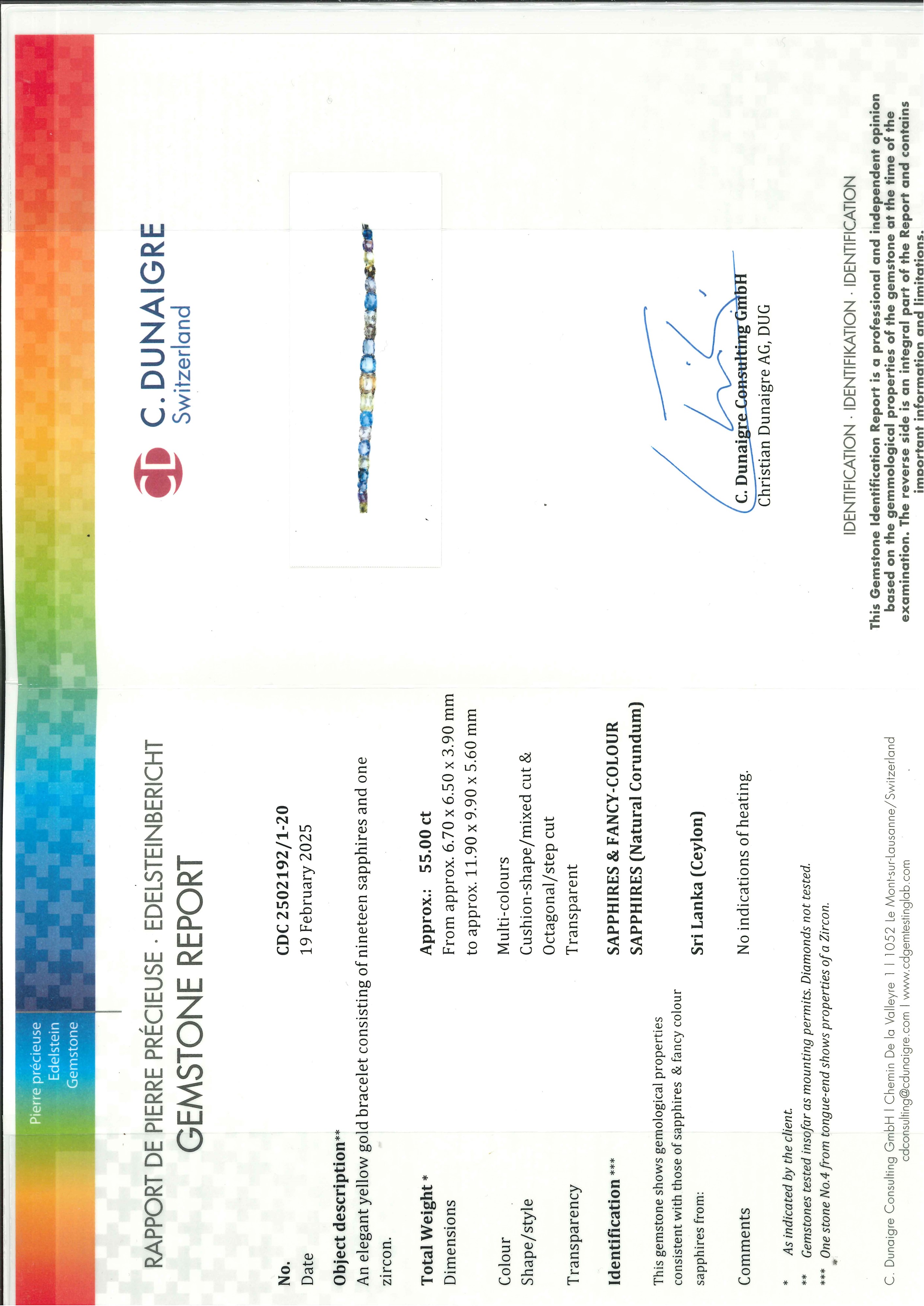 Bracciale con zaffiri multicolori Ceylon