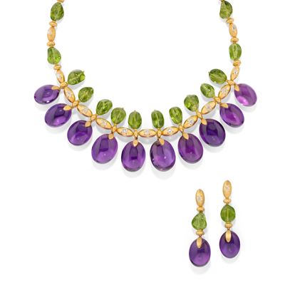 Demi-parure con Ametiste e Peridoti