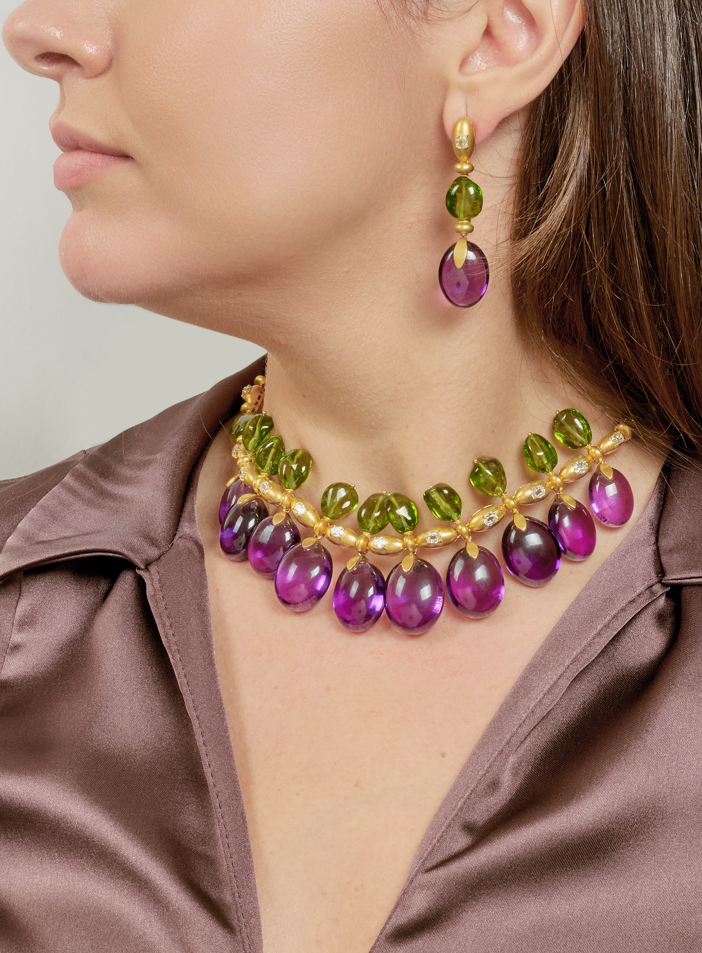 Demi-parure con Ametiste e Peridoti