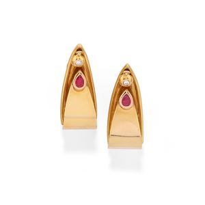 Earrings with rubies and diamonds