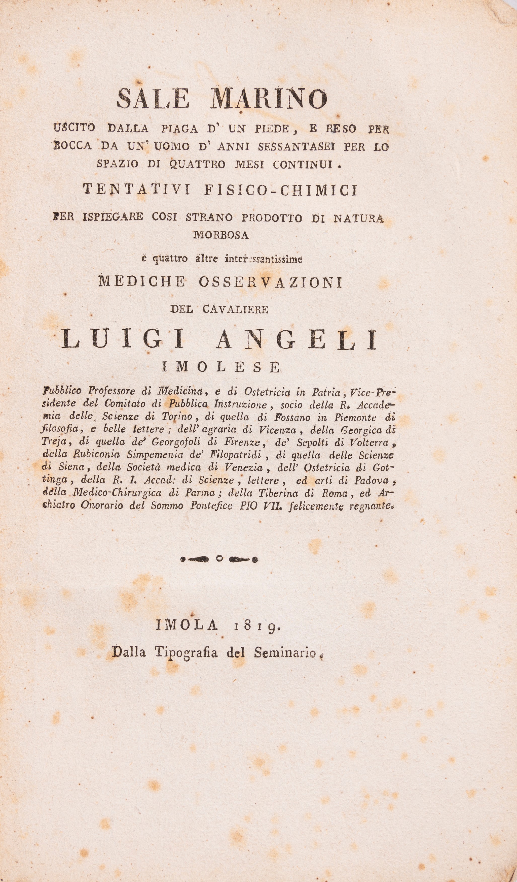 Francesco Talianini - Corso di lezioni sulla dottrina omeopatica - Edizione Annesio Nobili, 1841
