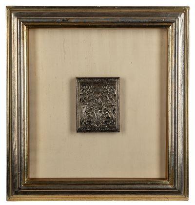 Icona, Gesù in trono con apostoli, riza sbalzata, secolo XX