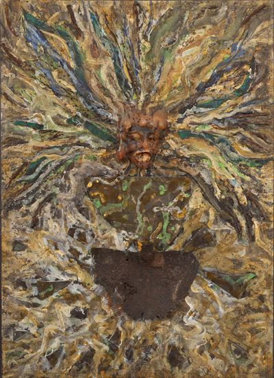 La Medusa della pala - Tecnica mista e pala di ferro su legno