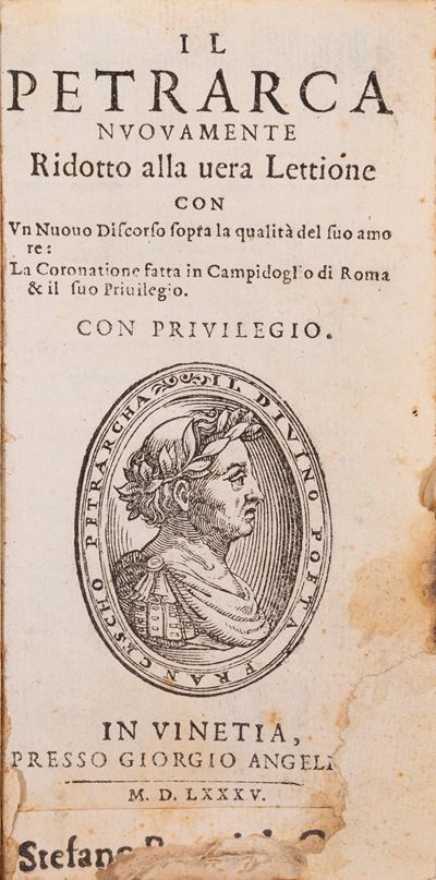 Il Petrarca nuovamente ridotto alla vera lettione – Rarissima prima edizione del 1585