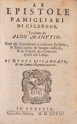 Cicero's Family Epistles, translated by Aldus Manutius