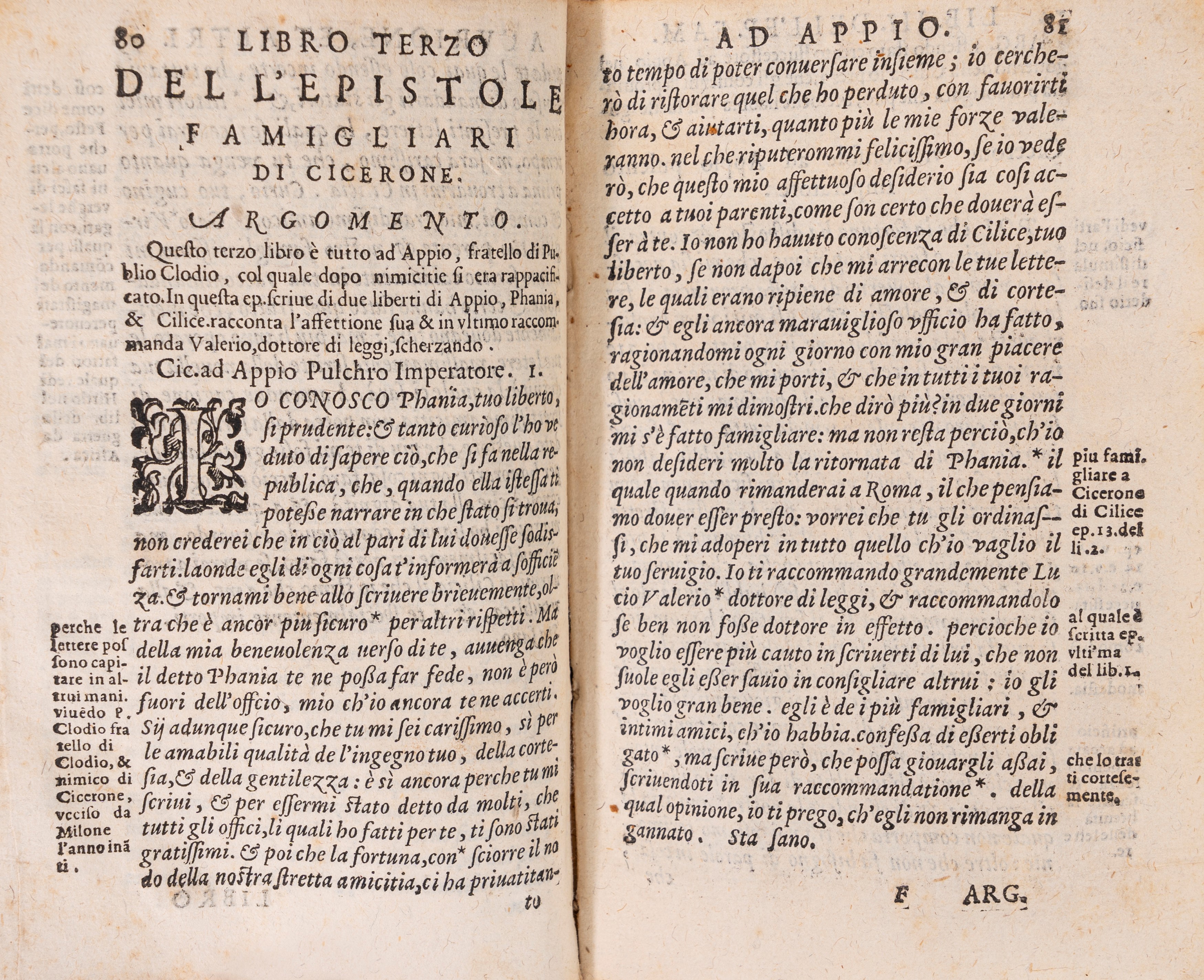 Marco Tullio Cicerone - Le Epistole famigliari, tradotte da Aldo Manutio, 1598