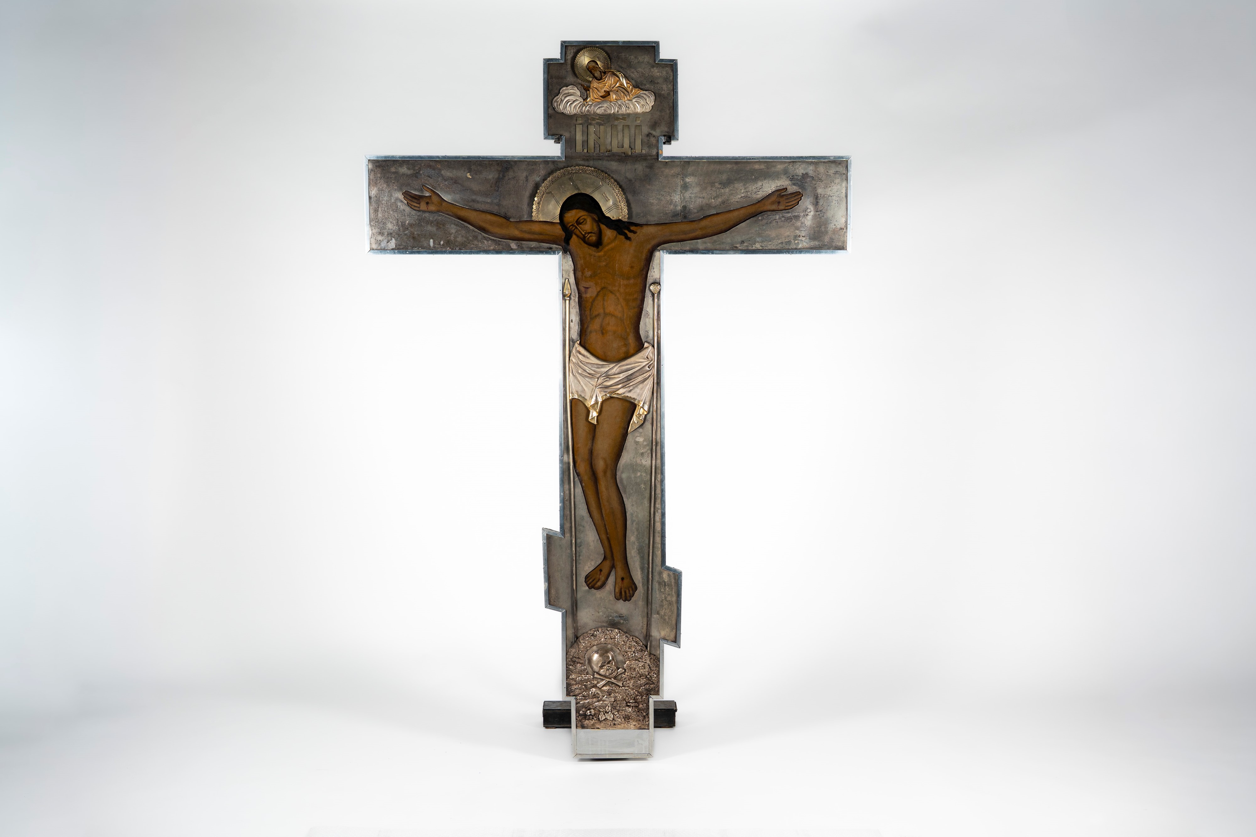 Grande Cristo crocifisso su tavola rivestita in argento. Khlebnikov. Mosca, 1890